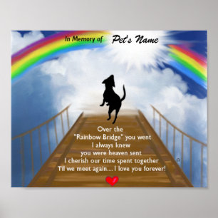 Rainbow Bridge Memorial Dikt för Hundar Poster