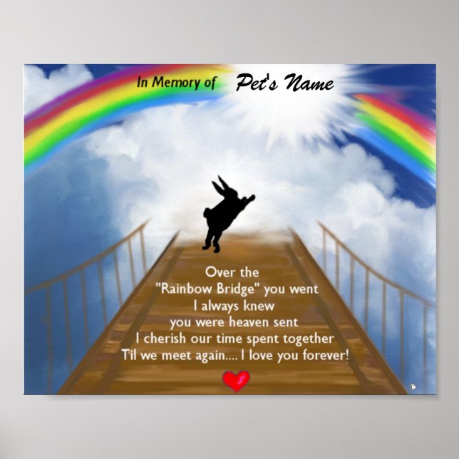 Rainbow Bridge Memorial för kaniner Poster (Framsidan)