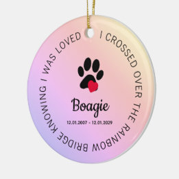 Rainbow Bridge Paw Print Personalized Pet Memorial Julgransprydnad Keramik