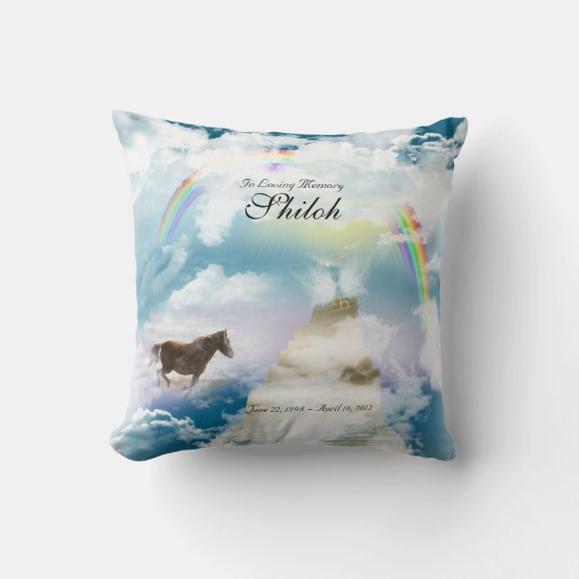 Rainbow Bridge Pet Horse Memorial Kudde (Framsida)
