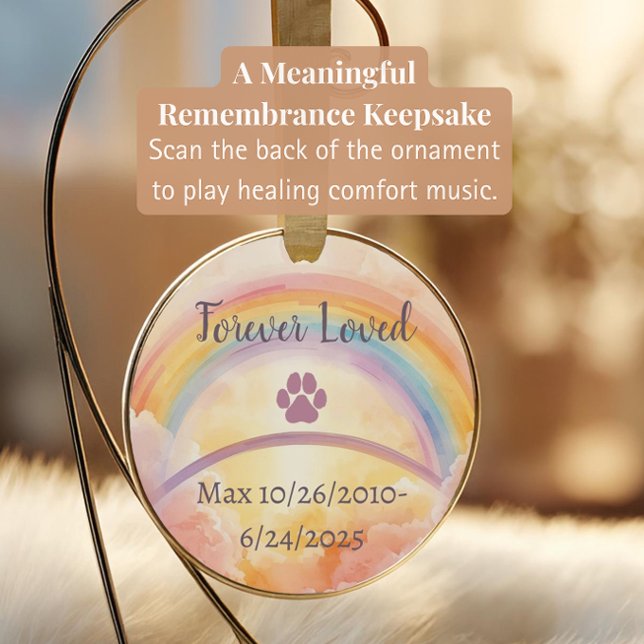 Rainbow Bridge Pet Loss Ornament | Interactive QR (Skapare uppladdad)