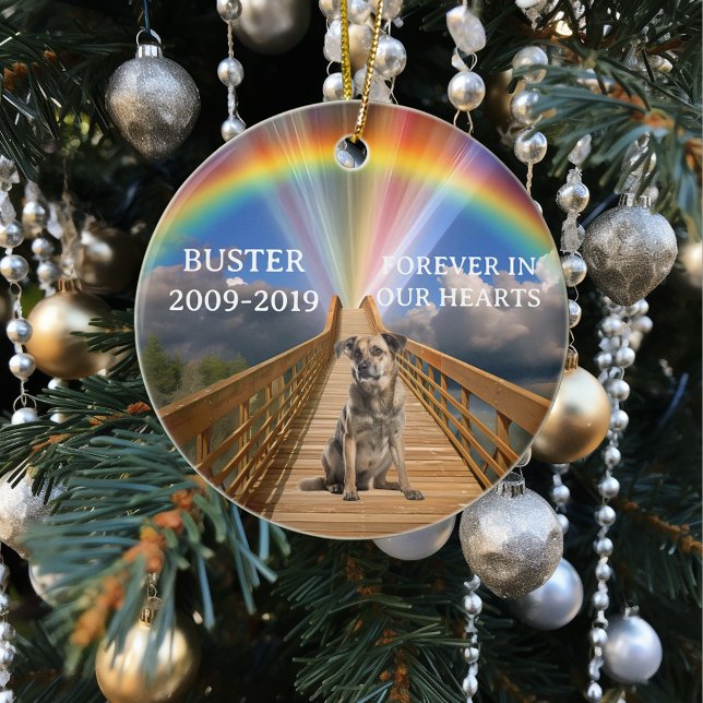 Rainbow Bridge Pet Memorial Loss Anpassa Julgransprydnad Keramik (Skapare uppladdad)