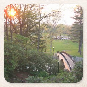 Rainbow Bridge Sunset på Grove City College Underlägg Papper Kvadrat
