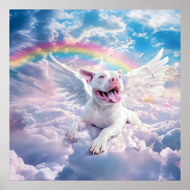 Rainbow Bridge, vit Hund i himlen Poster (Framsidan)