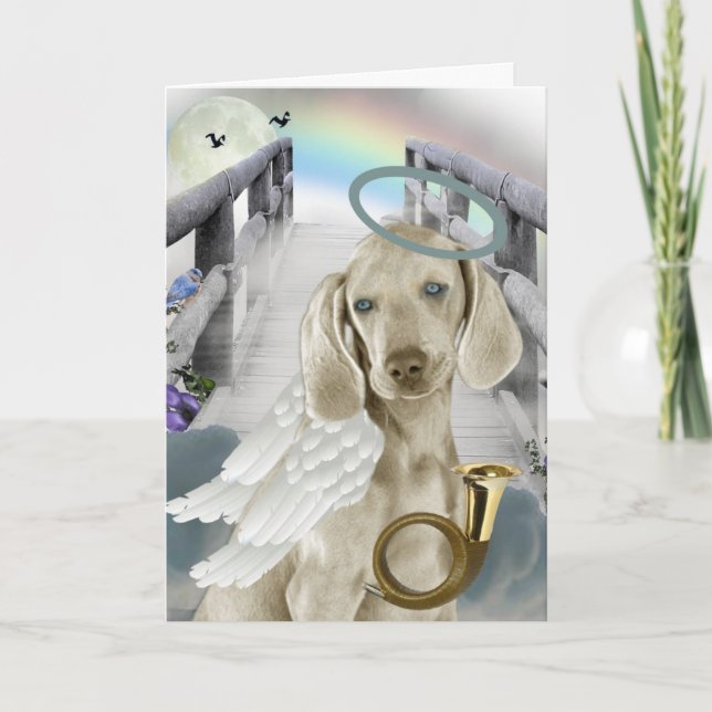 Rainbow Bridge Weimaraner Ängel Kort (Framsida)