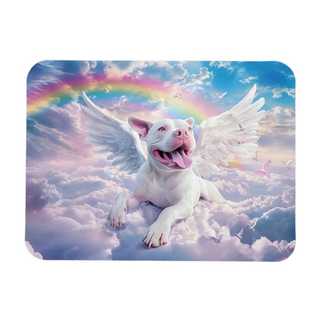 Rainbow Bridge White Angel Hund Magnet (Horisontell)