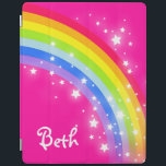 Rainbow bright rosa Flickor vid namn ipad cover iPad Skydd<br><div class="desc">Perfekt för att skydda dina flickor. Lägg till dina egna flickor namn i det här ipad-fallet. Läser för närvarande Beth. Sarah Trett är designat med en originalstark regnbåge med en ljusstark rosa himlar grafiskt fodral.</div>