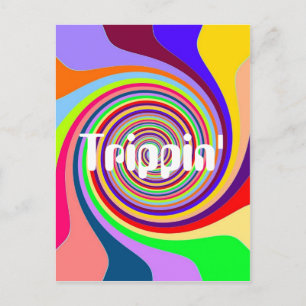 Rainbow bright Trippin' psychedelic swirl Vykort