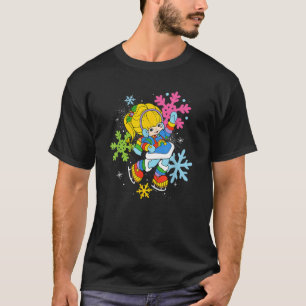 Rainbow Brite jul färgglada snöflingor Porträtt T Shirt