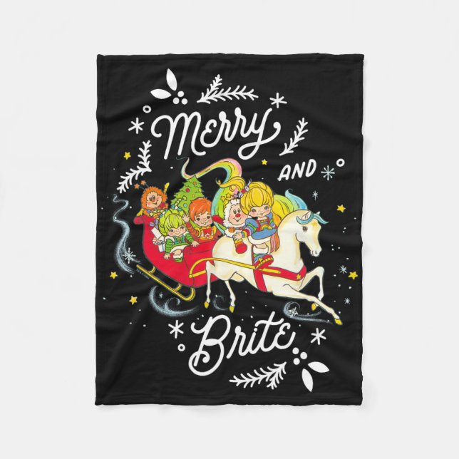Rainbow Brite jul Merry och Brite Sleigh Rid Fleecefilt (Framsidan)