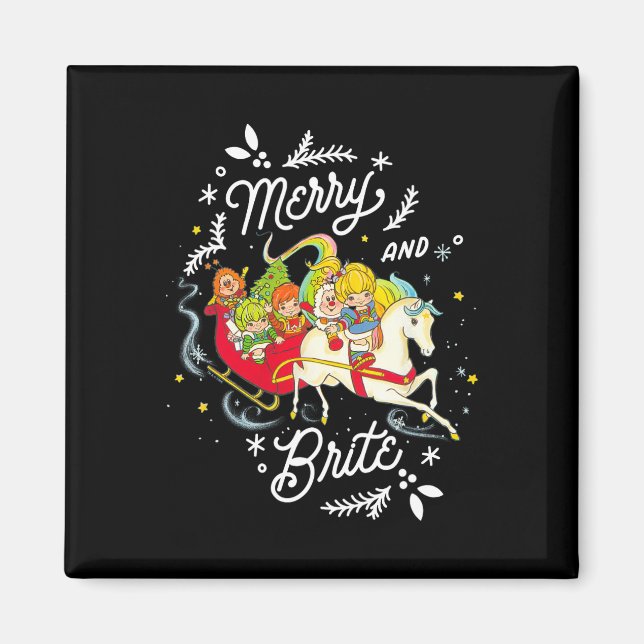Rainbow Brite jul Merry och Brite Sleigh Rid Magnet (Framsidan)