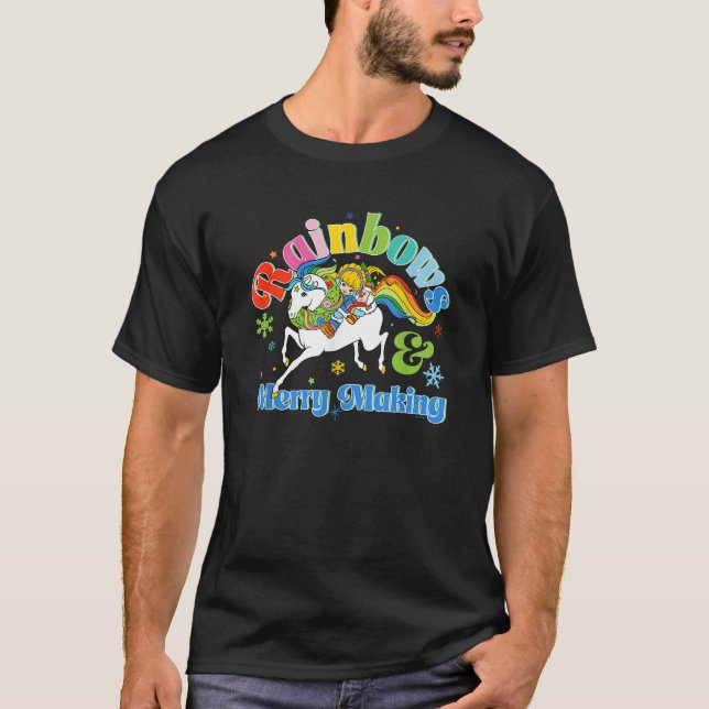 Rainbow Brite jul Rainbows Merry Skapar T Shirt (Framsida)