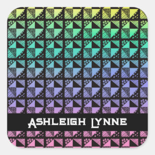 Rainbow Broken Days Patchwork Quilt Mönster Fyrkantigt Klistermärke