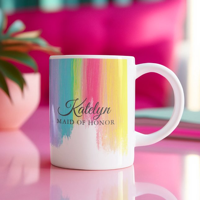Rainbow Bröllop Brudens sida Maid of honor Anpassn Kaffemugg (Skapare uppladdad)