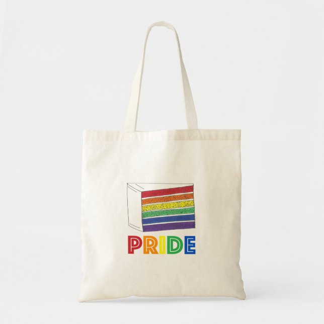 Rainbow Bröllop Cake Slice Gay pride Tote Tygkasse (Framsidan)