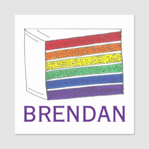 Rainbow Bröllop Cake Slice LGBT Gay pride Namnbricka