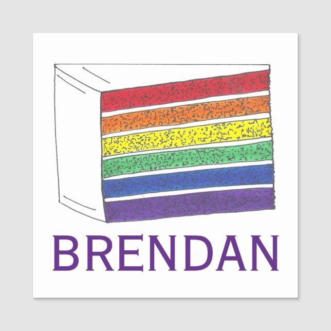 Rainbow Bröllop Cake Slice LGBT Gay pride Namnbricka (Framsida)
