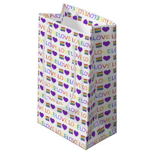 Rainbow Bröllop Cake Slice Lila Heart LGBT Gay