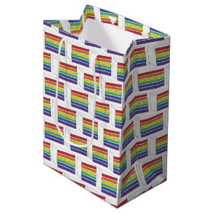Rainbow Bröllop Cake Slice Lila Heart LGBT Gay