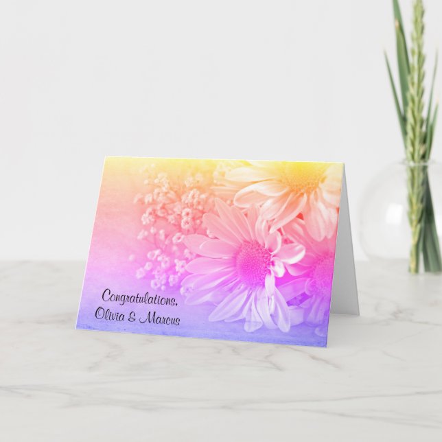 Rainbow Bröllop Daisy Bouquet Kort (Framsida)