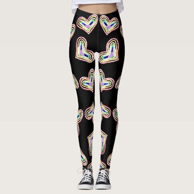 Rainbow bröllop hjärta ט ״ ו ב א ב leggings (Framsida)