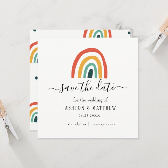 Rainbow bröllop kort (Fram/Back In Situ)