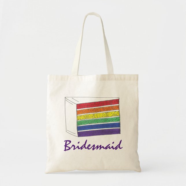 Rainbow Bröllop Lagrar Cake Bridesmaid LGBT Pride Tygkasse (Framsidan)