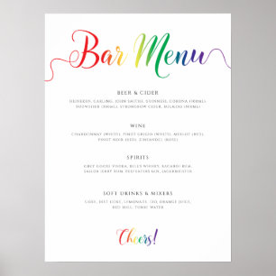 Rainbow Bröllop Pub Menu Poster