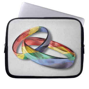 Rainbow Bröllop Ringar för Giftermål jämlikhet Laptop Sleeve