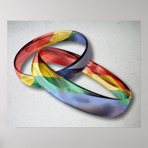 Rainbow Bröllop Ringar för Giftermål jämlikhet Poster