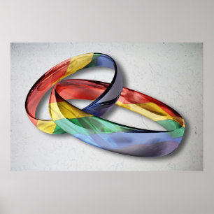 Rainbow Bröllop Ringar för Giftermål jämlikhet Poster