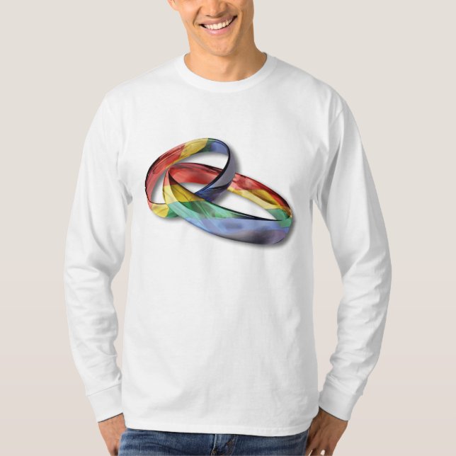 Rainbow Bröllop Ringar för Giftermål jämlikhet T Shirt (Framsida)