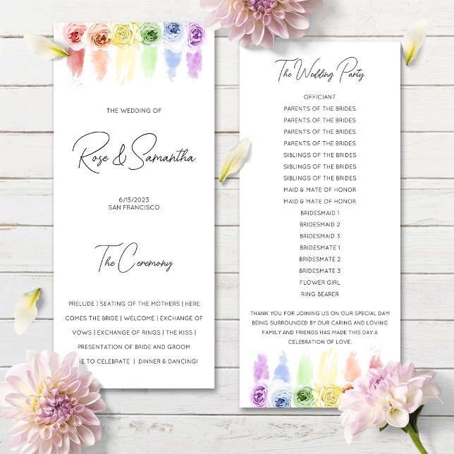 Rainbow Bröllopsprogram Gay Lesbisk Bröllop (Skapare uppladdad)