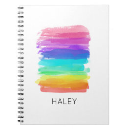 Rainbow Brushstrokes Artist Custom Name Notebook Anteckningsbok