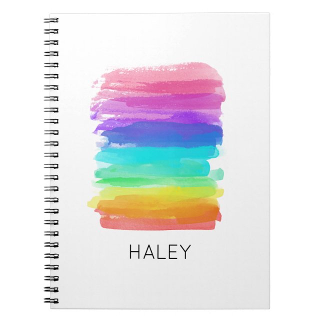 Rainbow Brushstrokes Artist Custom Name Notebook Anteckningsbok (Framsidan)