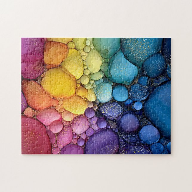 Rainbow Bubble Struktur Fluid Art Pussel (Horisontell)