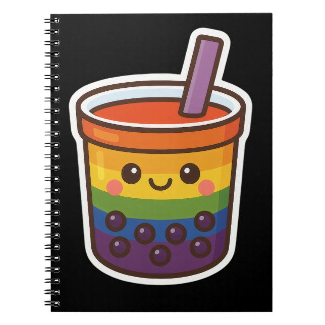 Rainbow Bubble Tea LGBTQ+ Pride Anteckningsbok (Framsidan)