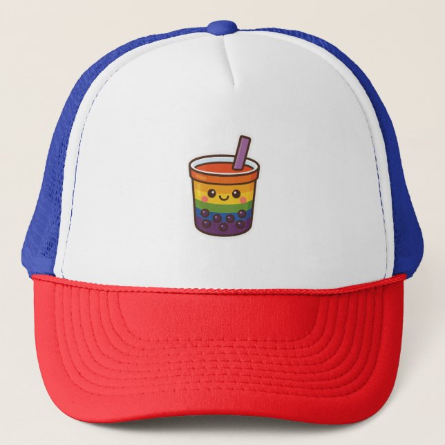Rainbow Bubble Tea LGBTQ+ Pride Keps (Framsida)