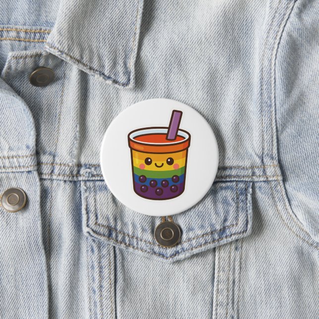 Rainbow Bubble Tea LGBTQ+ Pride Knapp (In Situ)