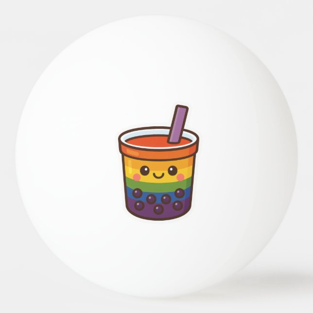 Rainbow Bubble Tea LGBTQ+ Pride Pingisboll (Framsidan)