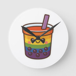Rainbow Bubble Tea LGBTQ+ Pride Rund Klocka