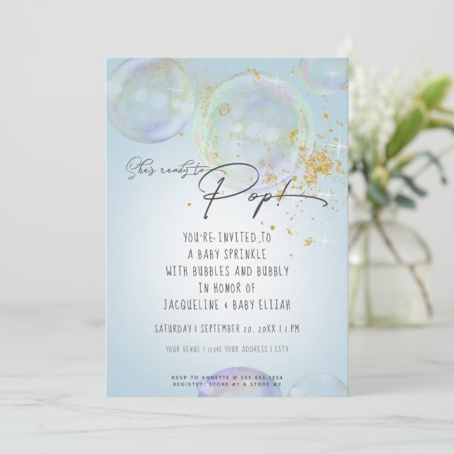 Rainbow Bubbles Redo till Pop Boy Shower Bluk Inbjudningar (Stående Fram)