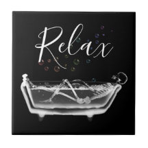 Rainbow Bubbles X-Ray Skeleton Bath Ceramic Tile