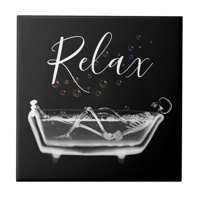 Rainbow Bubbles X-Ray Skeleton Bath Ceramic Tile Kakelplatta (Framsidan)