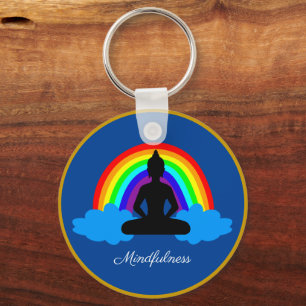Rainbow Buddha & Mindfulness, Meditation / Yoga Nyckelring