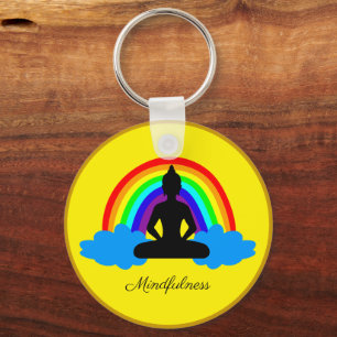 Rainbow Buddha & Mindfulness, Meditation / Yoga Nyckelring