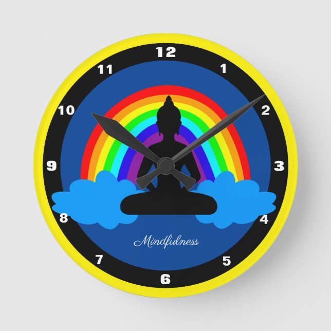 Rainbow Buddha & Mindfulness Meditation / Yoga Rund Klocka (Framsida)