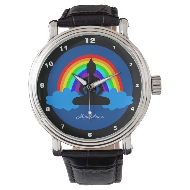 Rainbow Buddha & Mindfulness Yoga /meditation Armbandsur (Framsida)