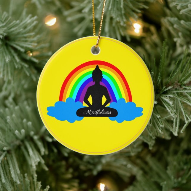 Rainbow Buddha & Mindfulness Yoga /meditation Julgransprydnad Keramik (Träd)