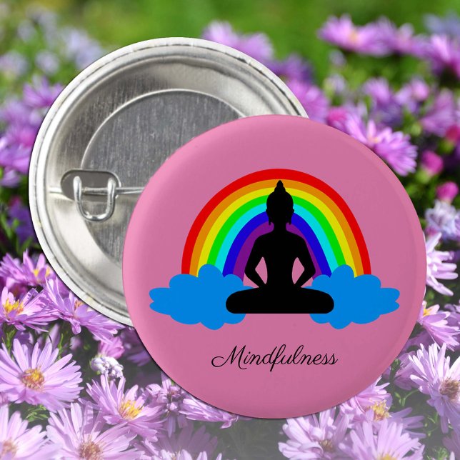 Rainbow Buddha & Mindfulness Yoga /meditation Knapp (Skapare uppladdad)